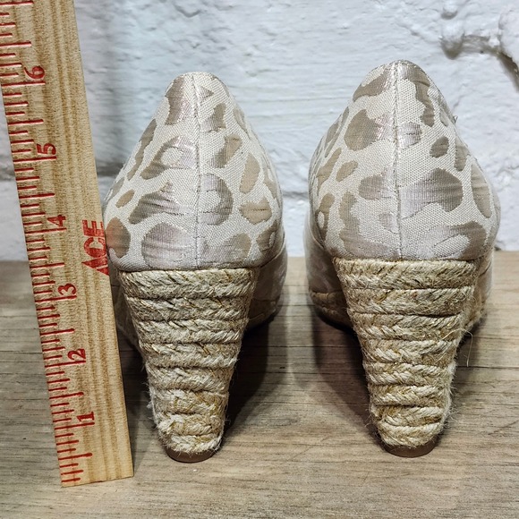 Kelly &‎ Katie Espadrille Wedge Open Toe Heels Knot Detail Size 9M Leopard Print - Picture 8 of 11